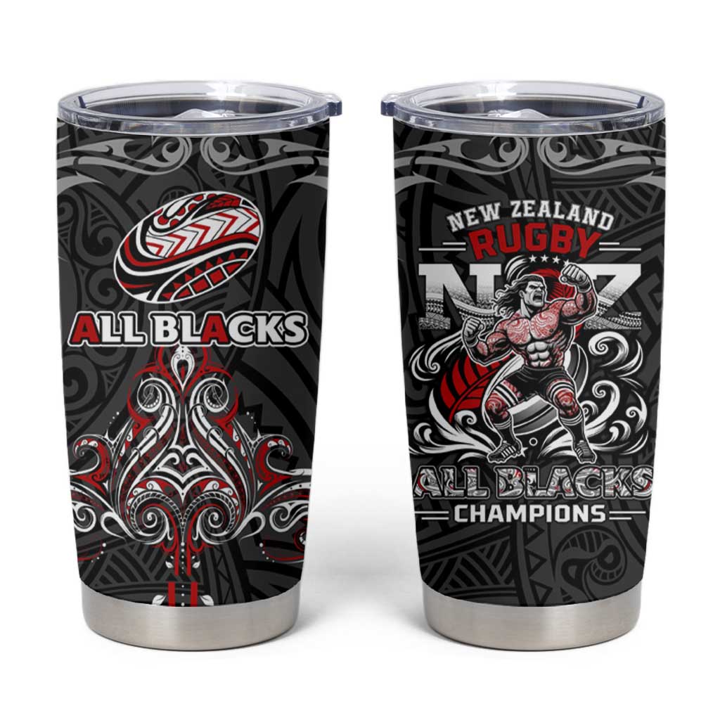 All Black NZL Rugby Champions Tumbler Cup Maori Warrior DT02 Black - Polynesian Pride