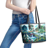 Wailua Falls Hawaii Leather Tote Bag Kauai Natural Beauty DT02 - Polynesian Pride