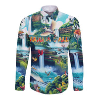 Wailua Falls Hawaii Long Sleeve Button Shirt Kauai Natural Beauty