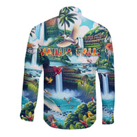Wailua Falls Hawaii Long Sleeve Button Shirt Kauai Natural Beauty