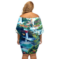 Wailua Falls Hawaii Off Shoulder Short Dress Kauai Natural Beauty