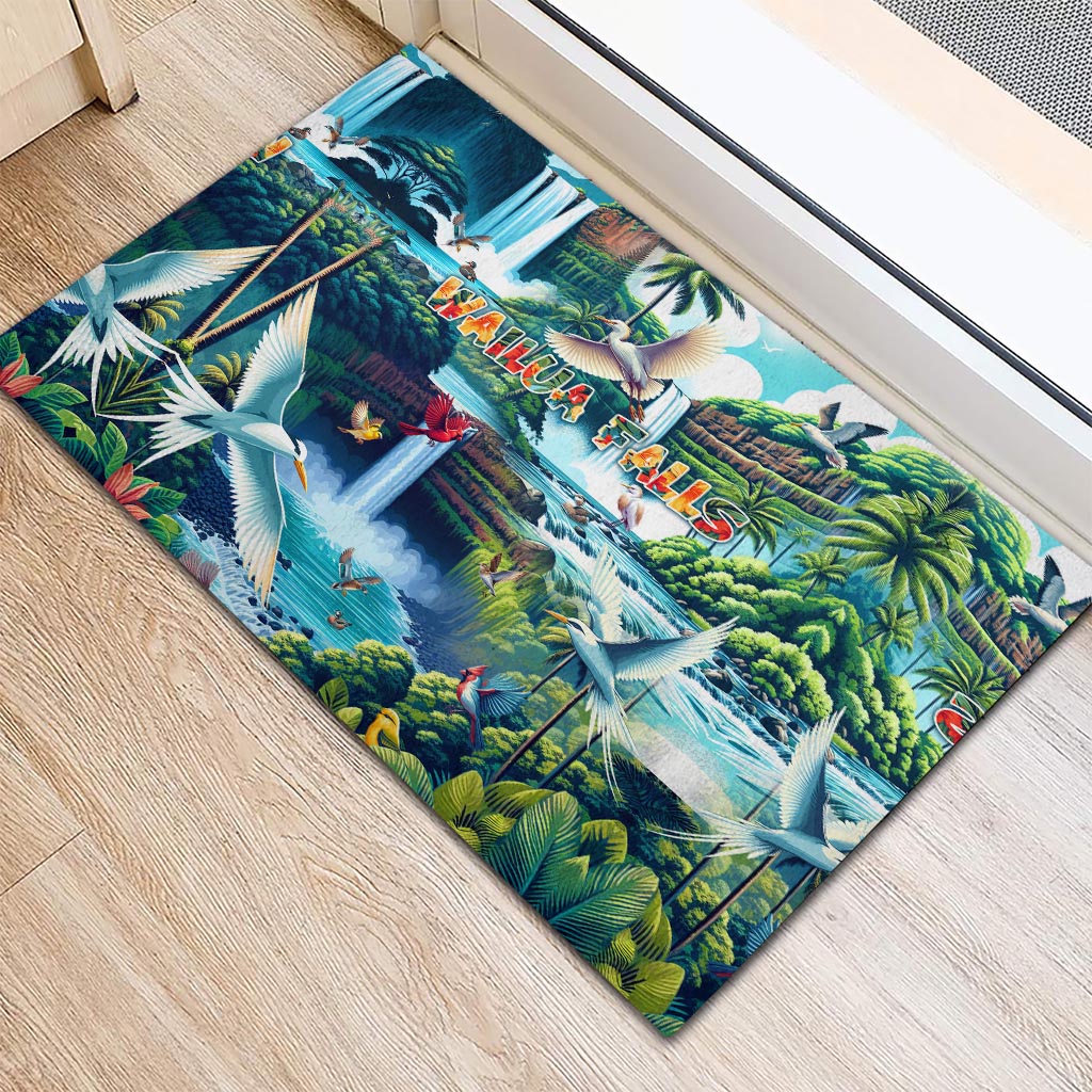 Wailua Falls Hawaii Rubber Doormat Kauai Natural Beauty