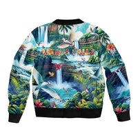 Wailua Falls Hawaii Sleeve Zip Bomber Jacket Kauai Natural Beauty