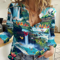 Wailua Falls Hawaii Women Casual Shirt Kauai Natural Beauty