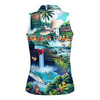 Wailua Falls Hawaii Women Sleeveless Polo Shirt Kauai Natural Beauty DT02 - Polynesian Pride