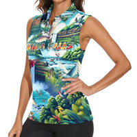 Wailua Falls Hawaii Women Sleeveless Polo Shirt Kauai Natural Beauty DT02 - Polynesian Pride