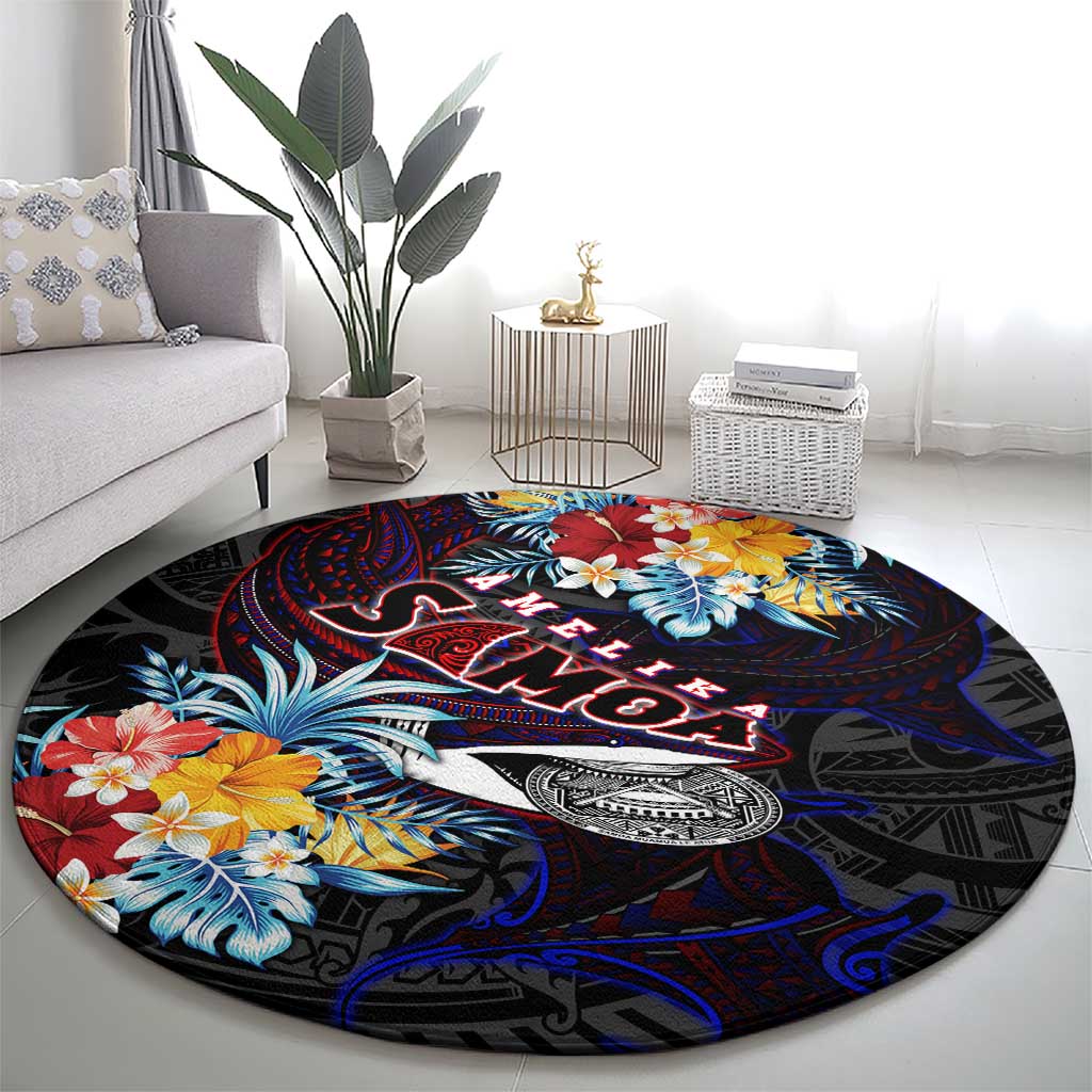 Amelika Samoa Sharks Polynesia Round Carpet American Samoa