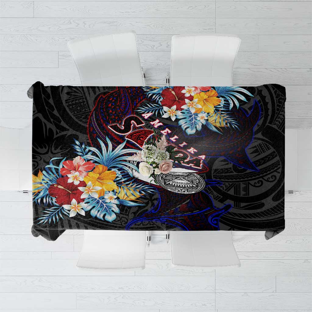 Amelika Samoa Sharks Polynesia Tablecloth American Samoa DT02 Black - Polynesian Pride