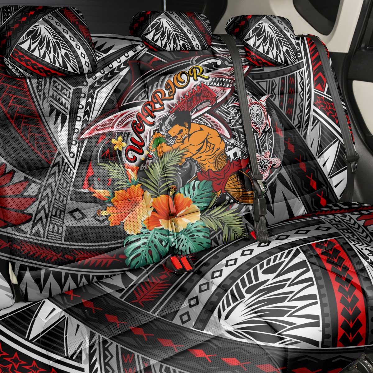 American Samoa Warrior Back Car Seat Cover Shark Turtle Polynesian Tattoo