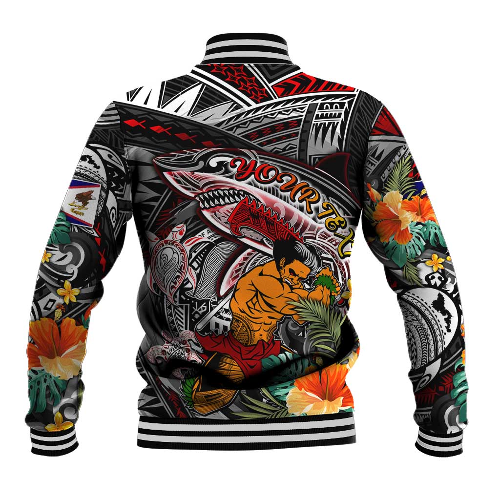 Personalized American Samoa Warrior Baseball Jacket Shark Turtle Polynesian Tattoo DT02 - Polynesian Pride