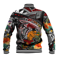 Personalized American Samoa Warrior Baseball Jacket Shark Turtle Polynesian Tattoo DT02 - Polynesian Pride