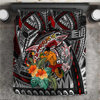 American Samoa Warrior Bedding Set Shark Turtle Polynesian Tattoo