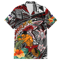Personalized American Samoa Warrior Hawaiian Shirt Shark Turtle Polynesian Tattoo DT02 Black - Polynesian Pride