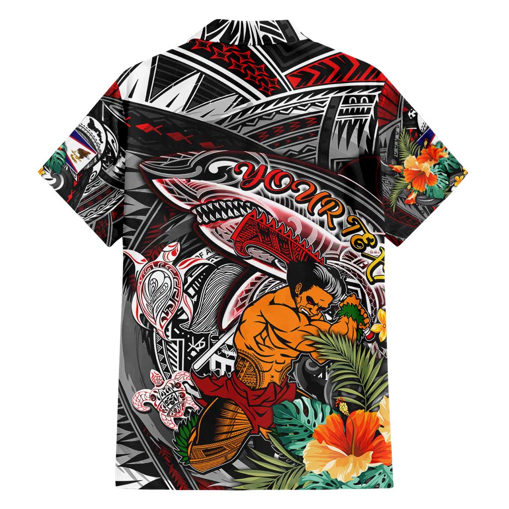 Personalized American Samoa Warrior Hawaiian Shirt Shark Turtle Polynesian Tattoo DT02 - Polynesian Pride