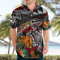 Personalized American Samoa Warrior Hawaiian Shirt Shark Turtle Polynesian Tattoo DT02 - Polynesian Pride