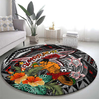 American Samoa Warrior Round Carpet Shark Turtle Polynesian Tattoo