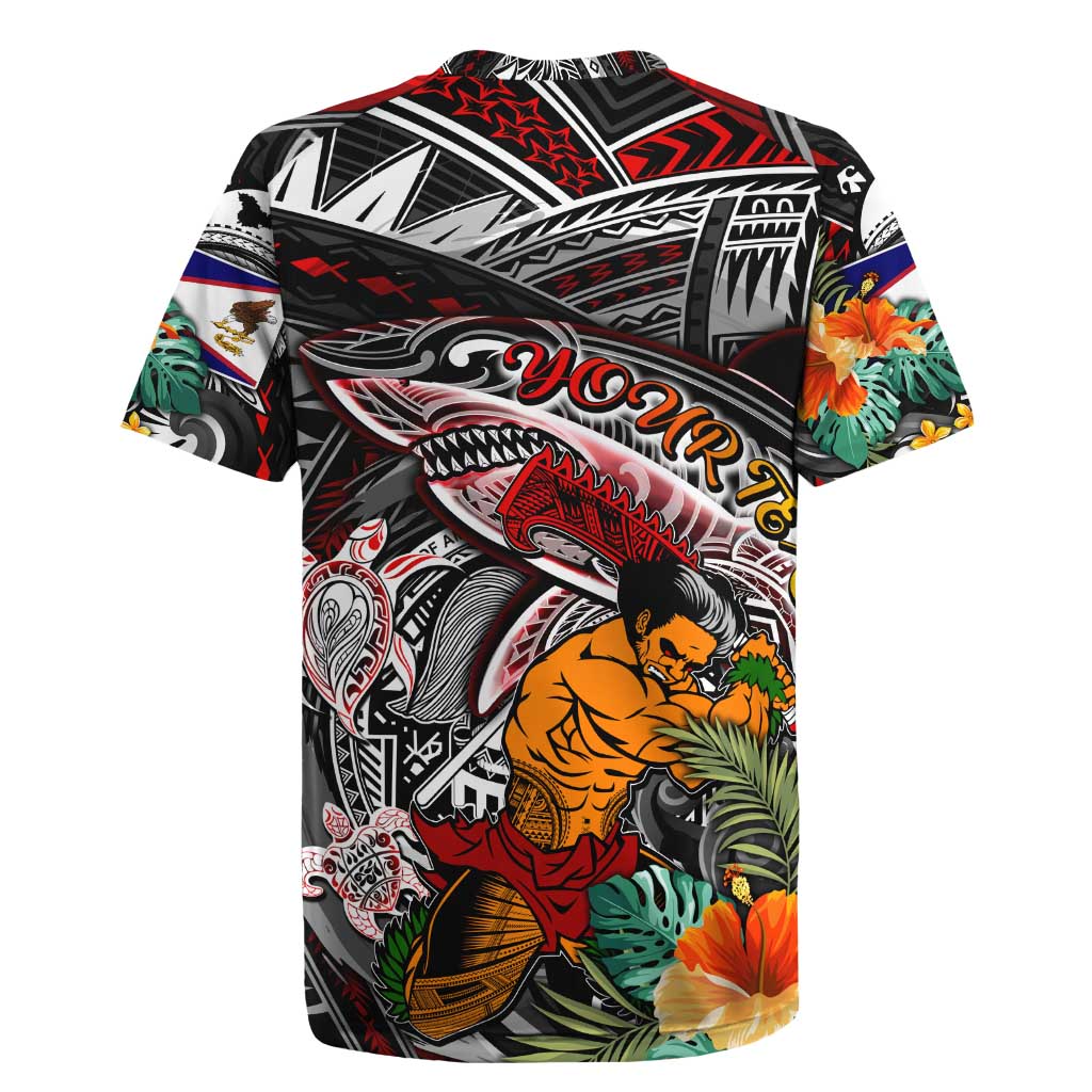 Personalized American Samoa Warrior Rugby Jersey Shark Turtle Polynesian Tattoo
