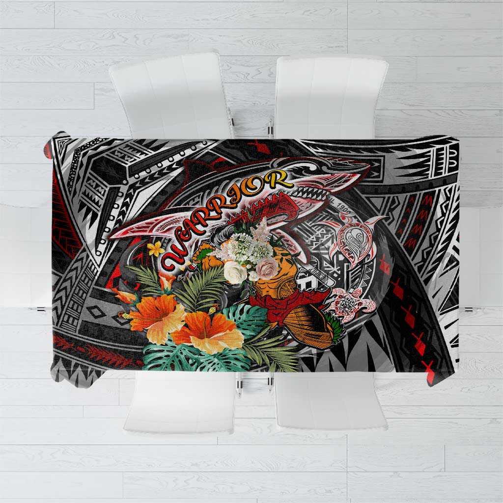 American Samoa Warrior Tablecloth Shark Turtle Polynesian Tattoo DT02 Black - Polynesian Pride