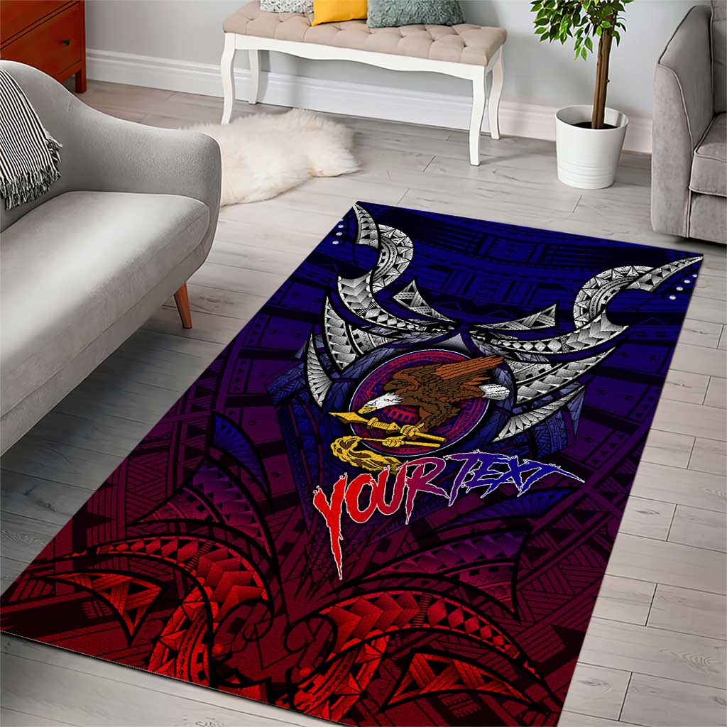 Personalized American Samoa Flag Area Rug Eagles Polynesian Art