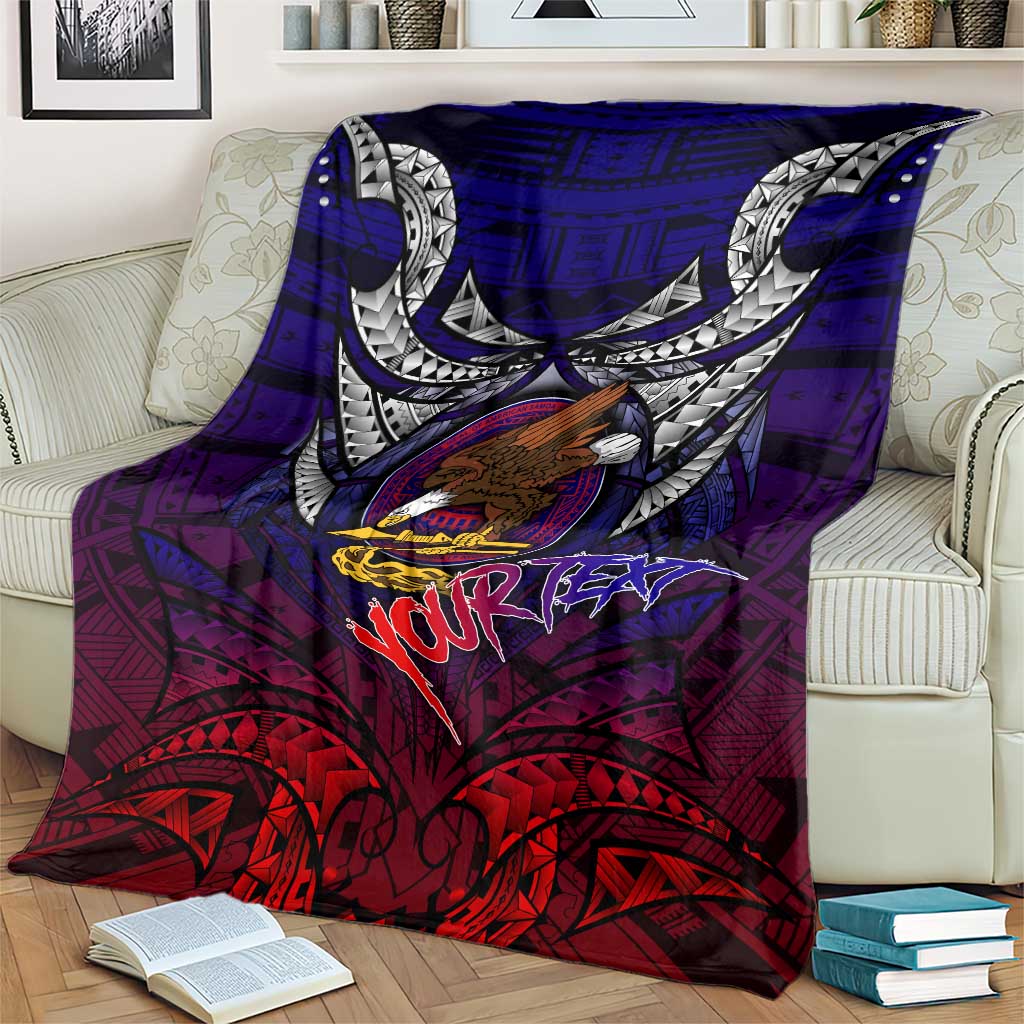 Personalized American Samoa Flag Blanket Eagles Polynesian Art