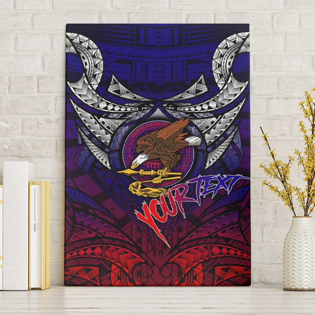 Personalized American Samoa Flag Canvas Wall Art Eagles Polynesian Art