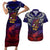 Personalized American Samoa Flag Couples Matching Short Sleeve Bodycon Dress and Hawaiian Shirt Eagles Polynesian Art