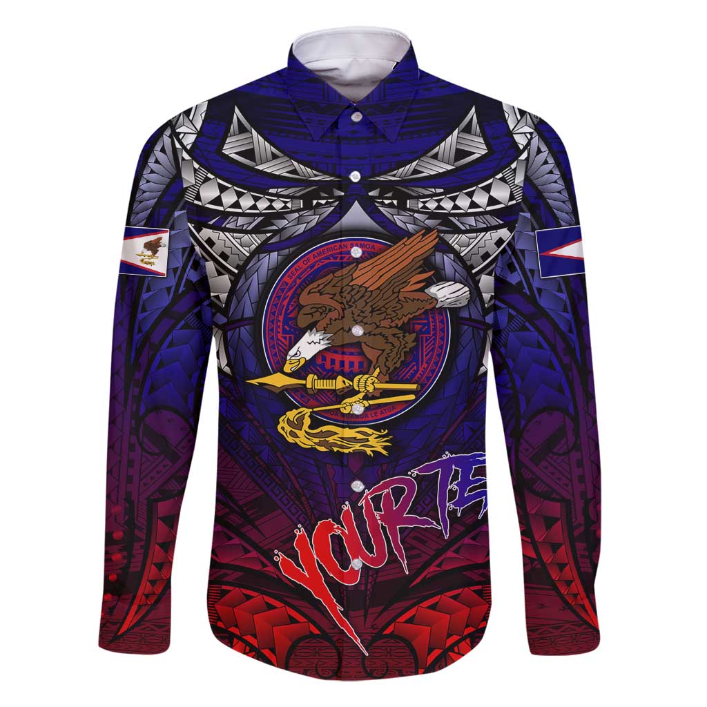 Personalized American Samoa Flag Family Matching Long Sleeve Bodycon Dress and Hawaiian Shirt Eagles Polynesian Art
