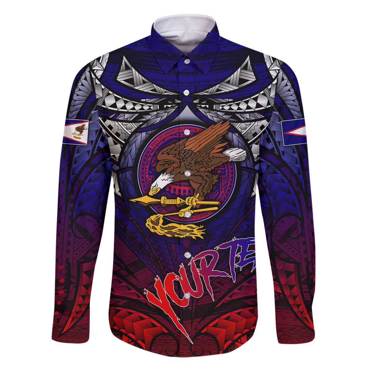 Personalized American Samoa Flag Family Matching Off The Shoulder Long Sleeve Dress and Hawaiian Shirt Eagles Polynesian Art