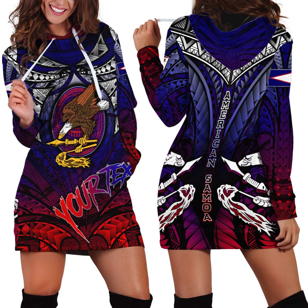 Personalized American Samoa Flag Hoodie Dress Eagles Polynesian Art