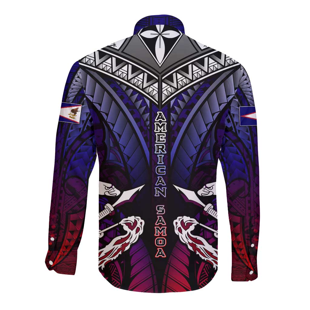 Personalized American Samoa Flag Long Sleeve Button Shirt Eagles Polynesian Art DT02 - Polynesian Pride