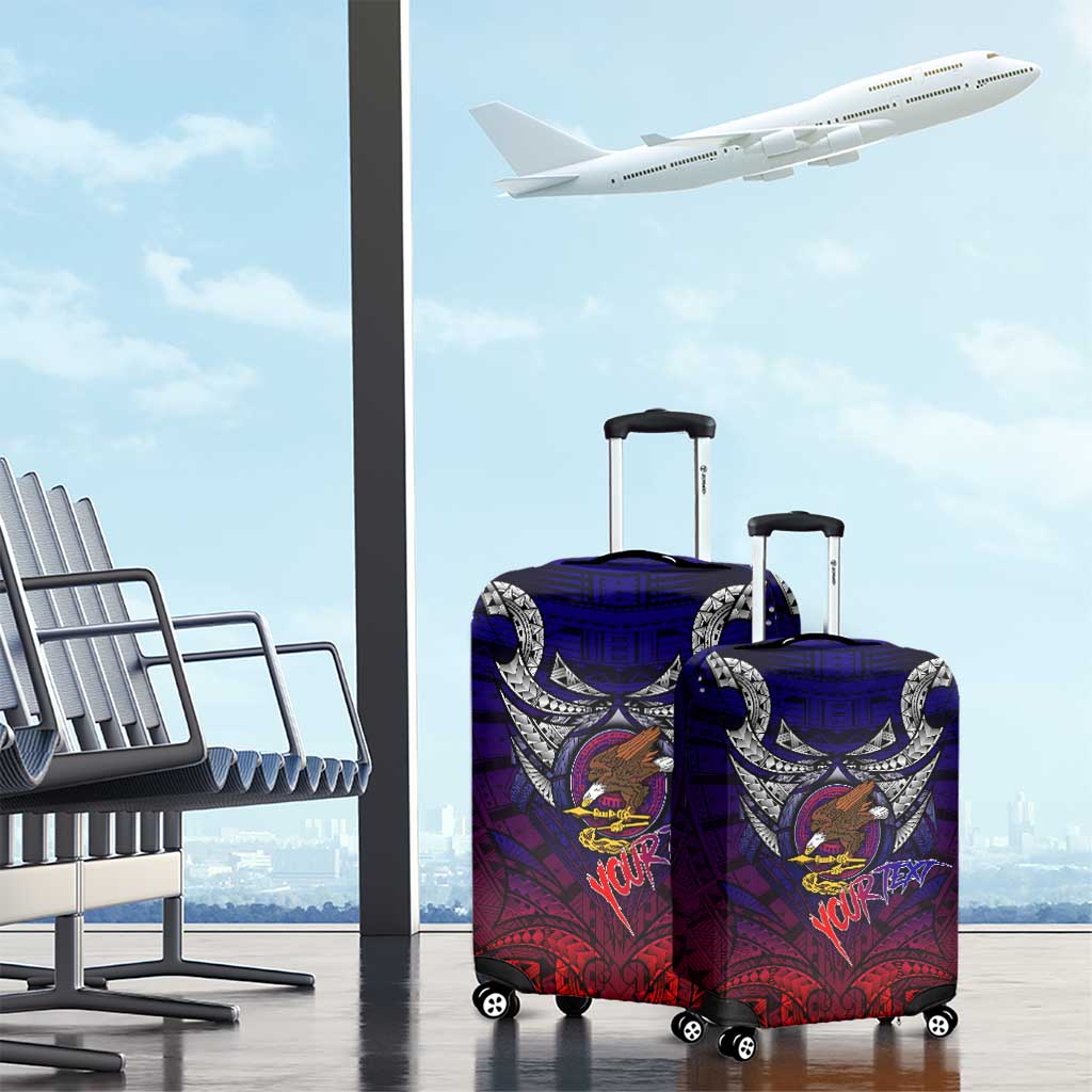 Personalized American Samoa Flag Luggage Cover Eagles Polynesian Art