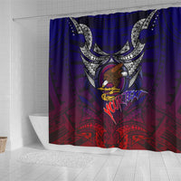 Personalized American Samoa Flag Shower Curtain Eagles Polynesian Art