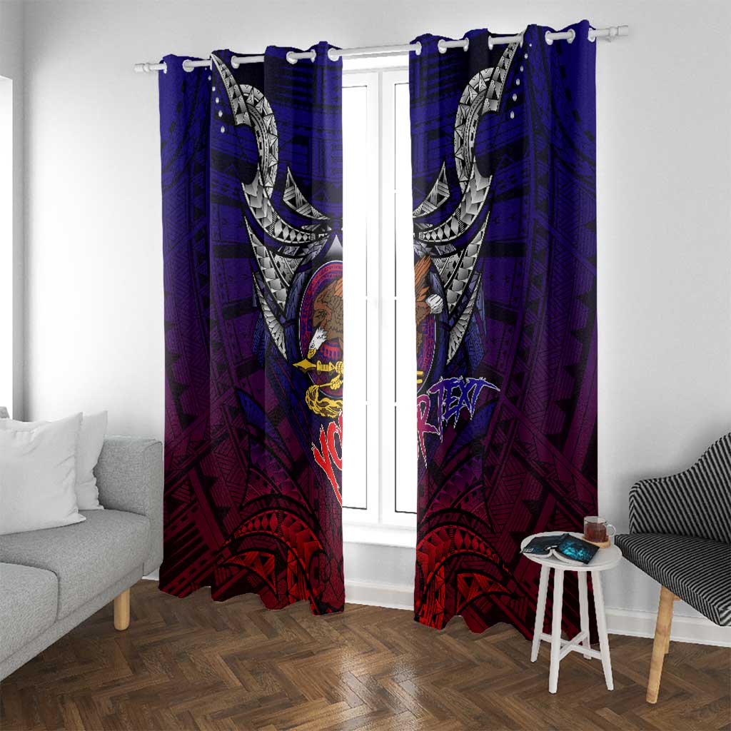 Personalized American Samoa Flag Window Curtain Eagles Polynesian Art
