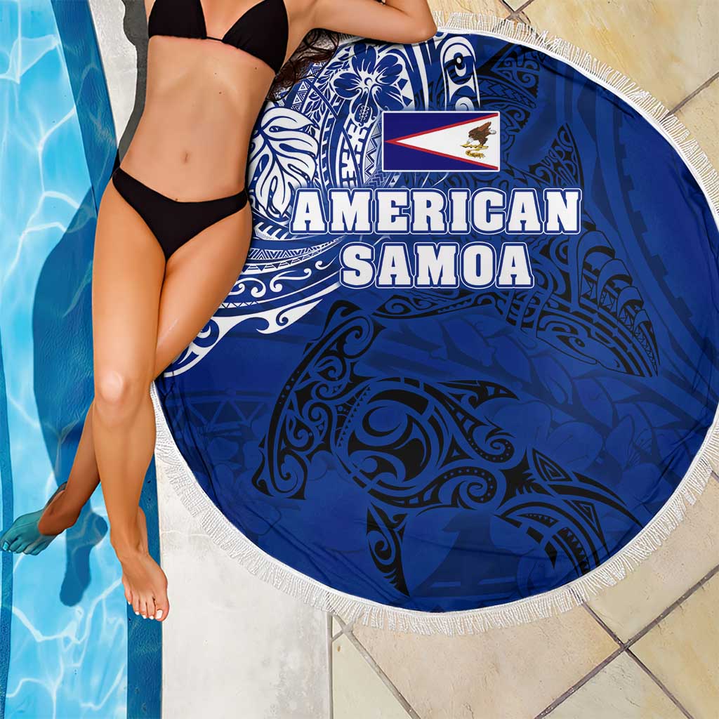 Sharks And American Samoa Beach Blanket Simple Polynesian Blue