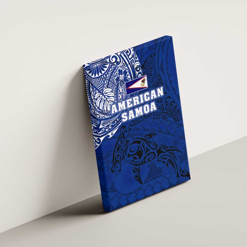 Sharks And American Samoa Canvas Wall Art Simple Polynesian Blue
