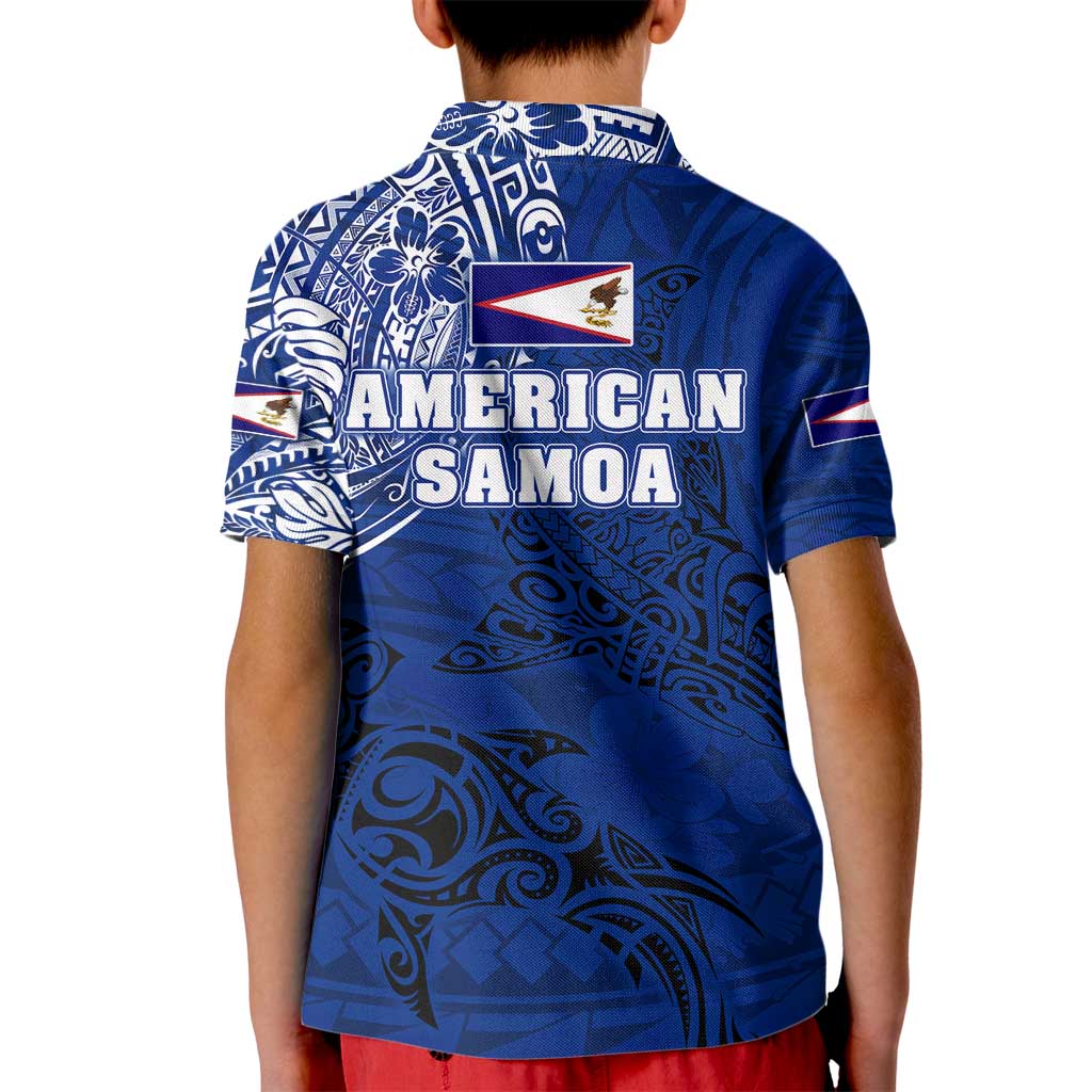 Sharks And American Samoa Kid Polo Shirt Simple Polynesian Blue