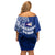 Sharks And American Samoa Off Shoulder Short Dress Simple Polynesian Blue