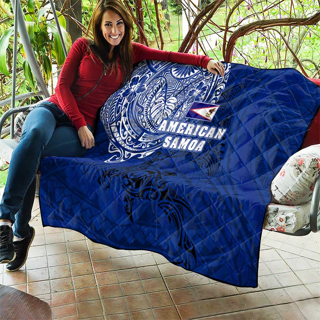 Sharks And American Samoa Quilt Simple Polynesian Blue