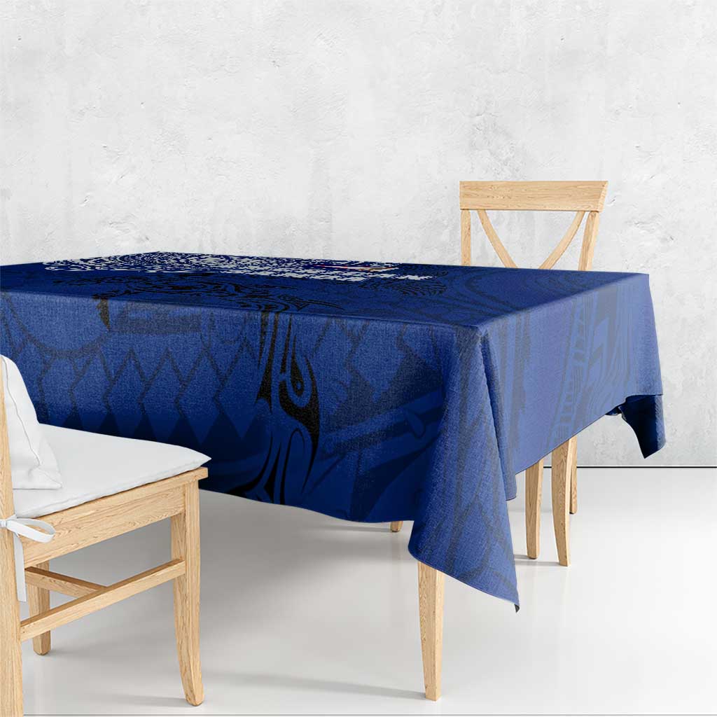 Sharks And American Samoa Tablecloth Simple Polynesian Blue DT02 - Polynesian Pride