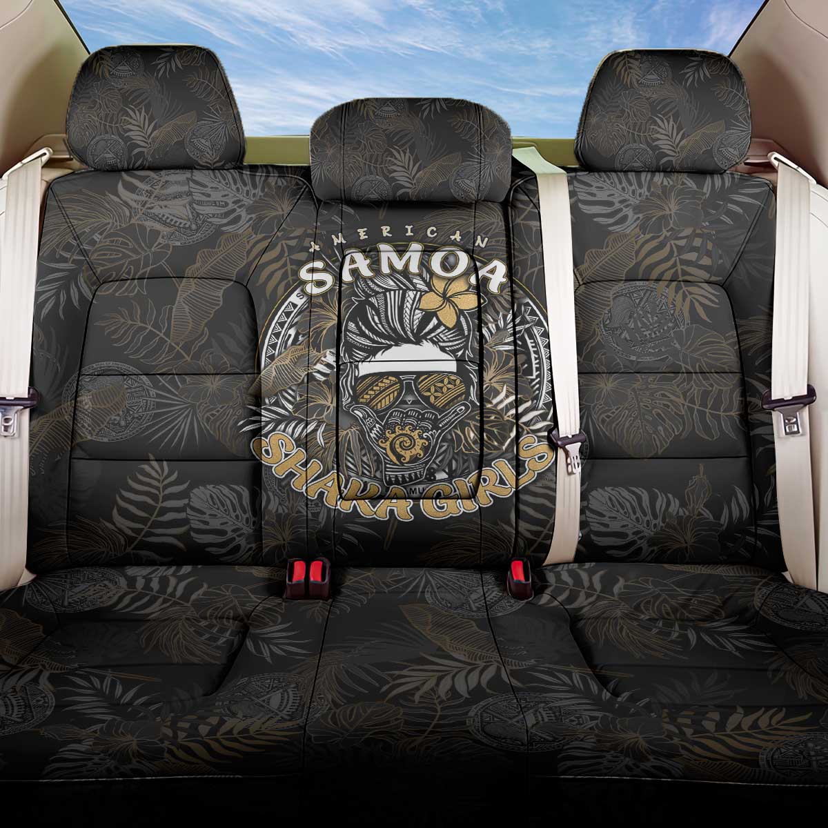 Personalized Shaka Girls America Samoa Back Car Seat Cover Tropical Flowers Vintage