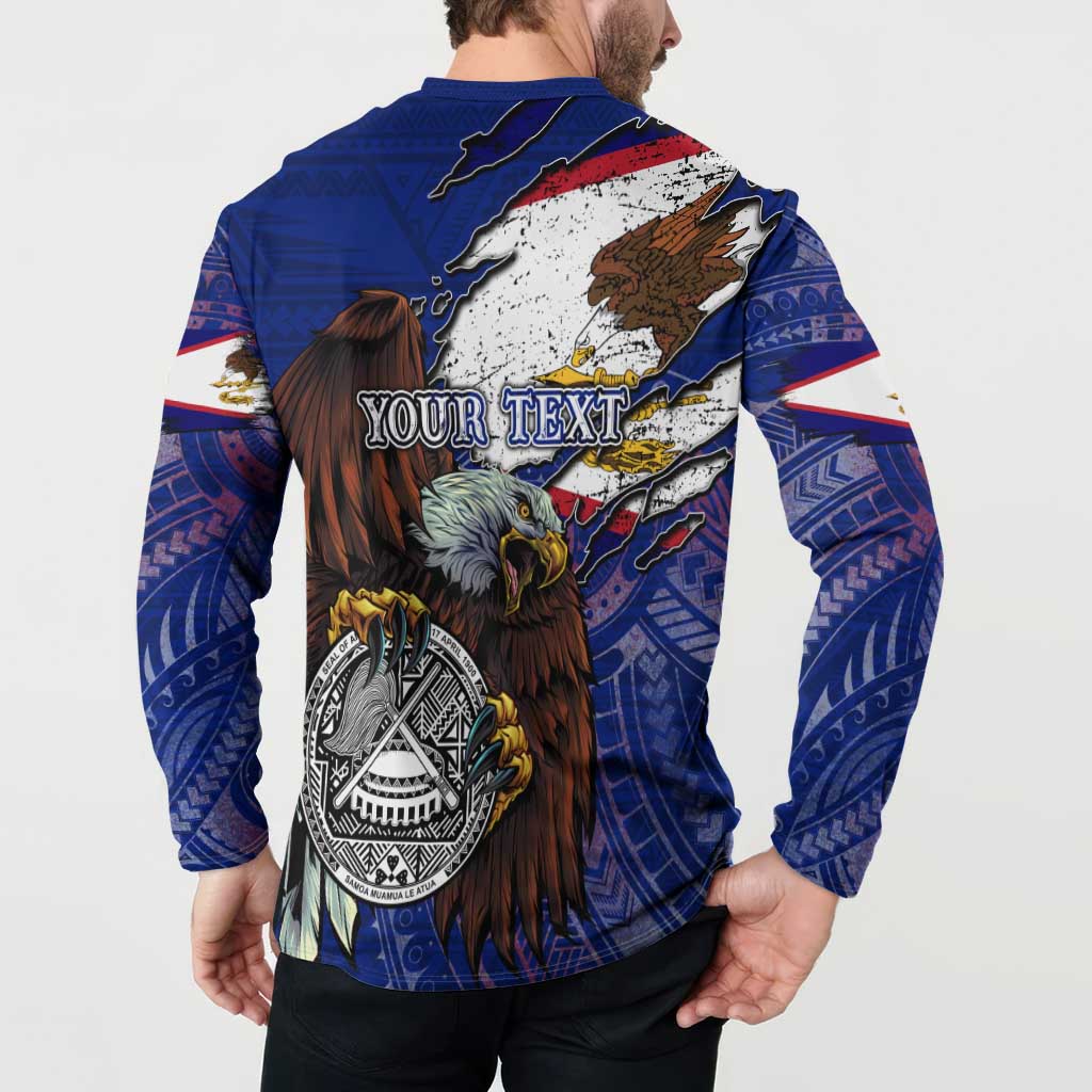 American Samoa Button Sweatshirt Brave Eagle Flag Color