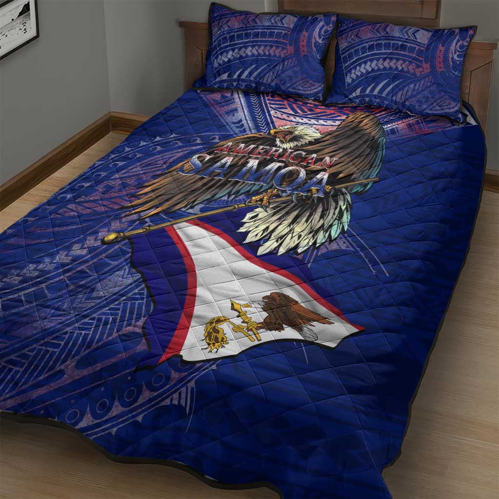 American Samoa Quilt Bed Set Brave Eagle Flag Color
