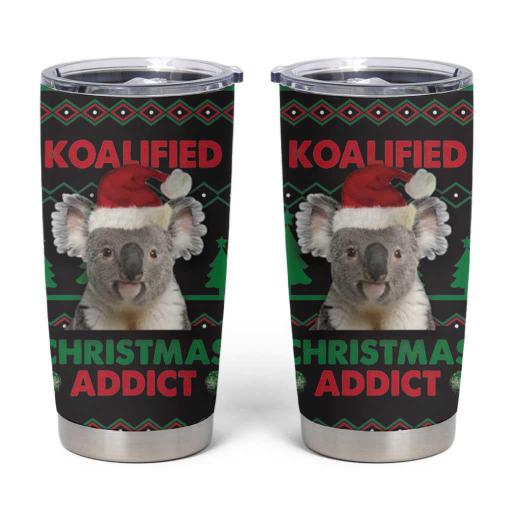 Cute Koala Tumbler Cup Koalified Christmas Addict