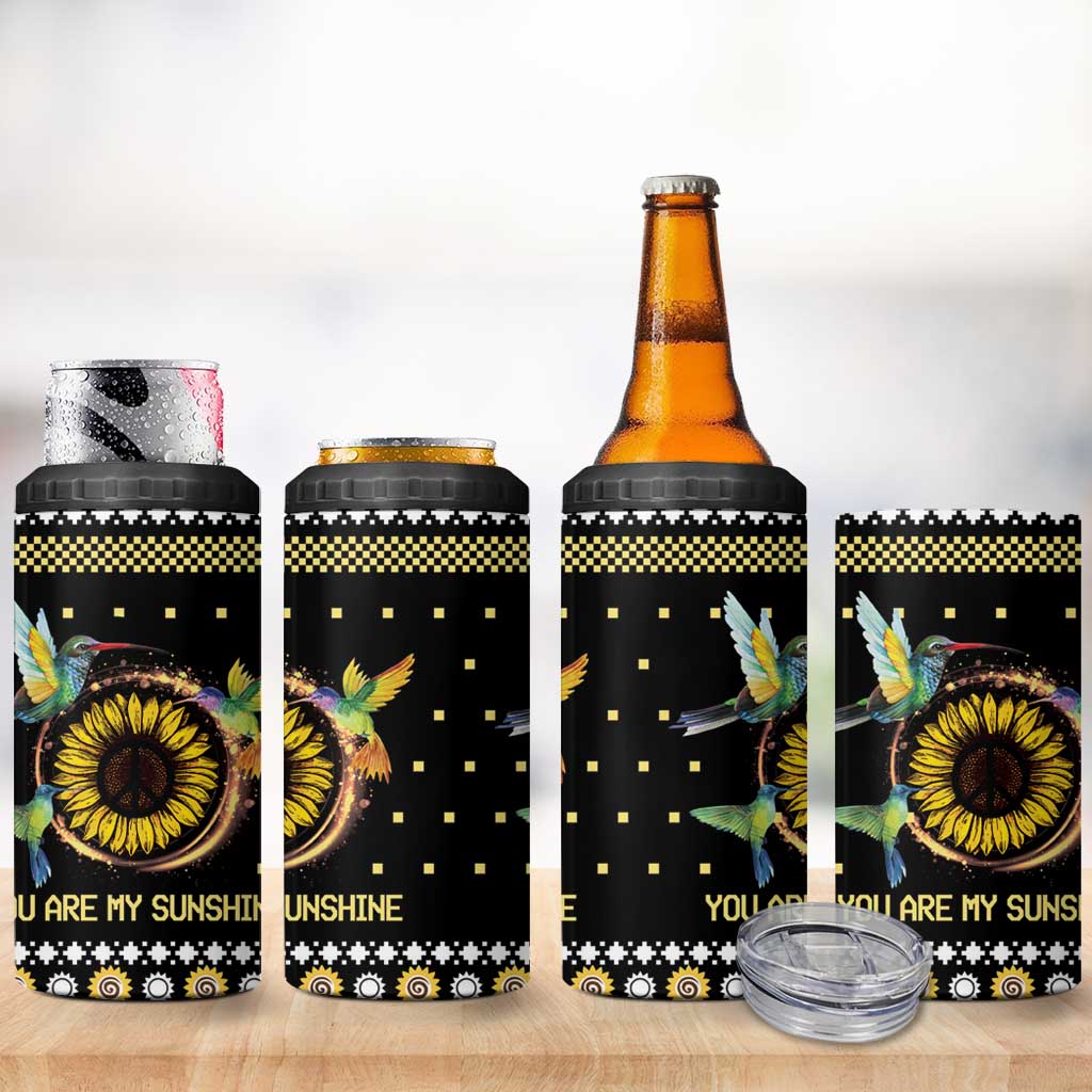 Hummingbird Sunflower Christmas 4 in 1 Can Cooler Tumbler You Are My Sunshine