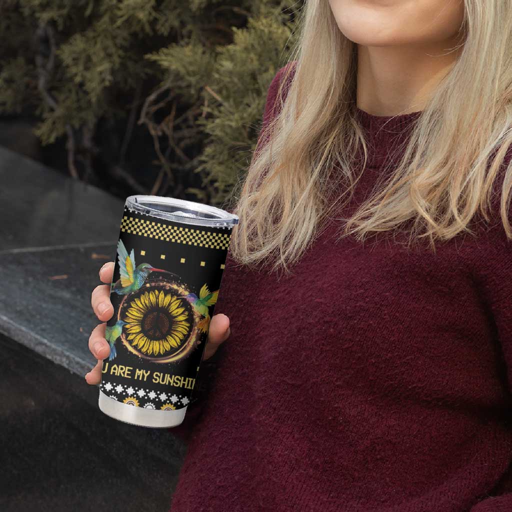 Hummingbird Sunflower Christmas Tumbler Cup You Are My Sunshine DT03 - Polynesian Pride