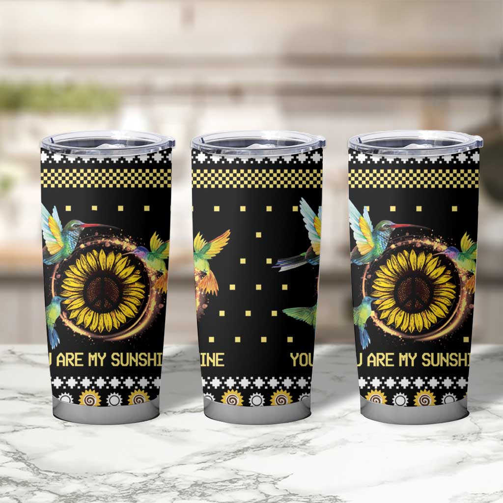 Hummingbird Sunflower Christmas Tumbler Cup You Are My Sunshine DT03 - Polynesian Pride