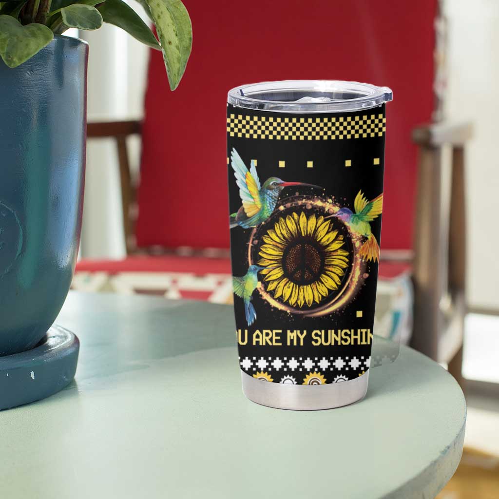 Hummingbird Sunflower Christmas Tumbler Cup You Are My Sunshine DT03 - Polynesian Pride