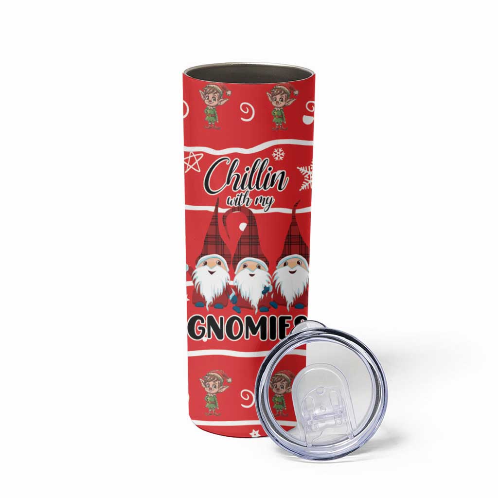 Chillin With My Gnomies Skinny Tumbler Merry Christmas