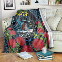 New Zealand Tui Bird Blanket Maori Koru Mix Pohutukawa