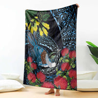 New Zealand Tui Bird Blanket Maori Koru Mix Pohutukawa